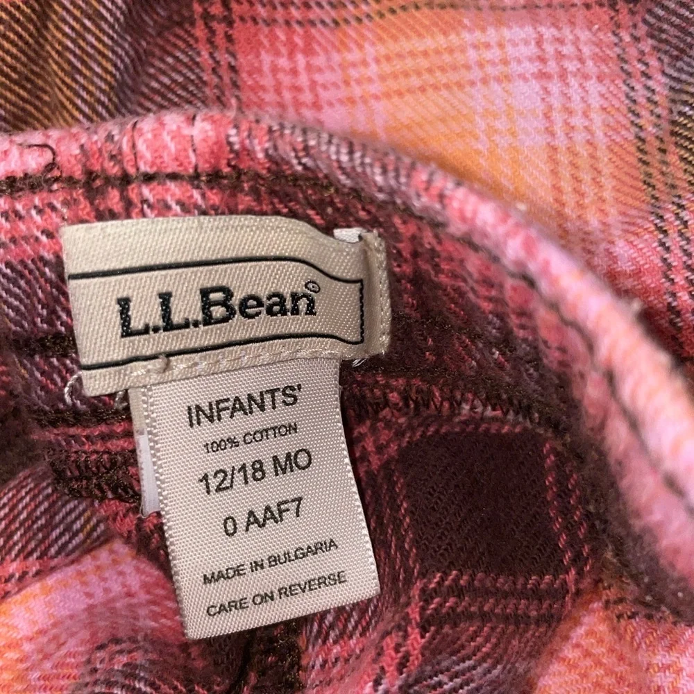 LL Bean pajama set 12-18M flannel pants